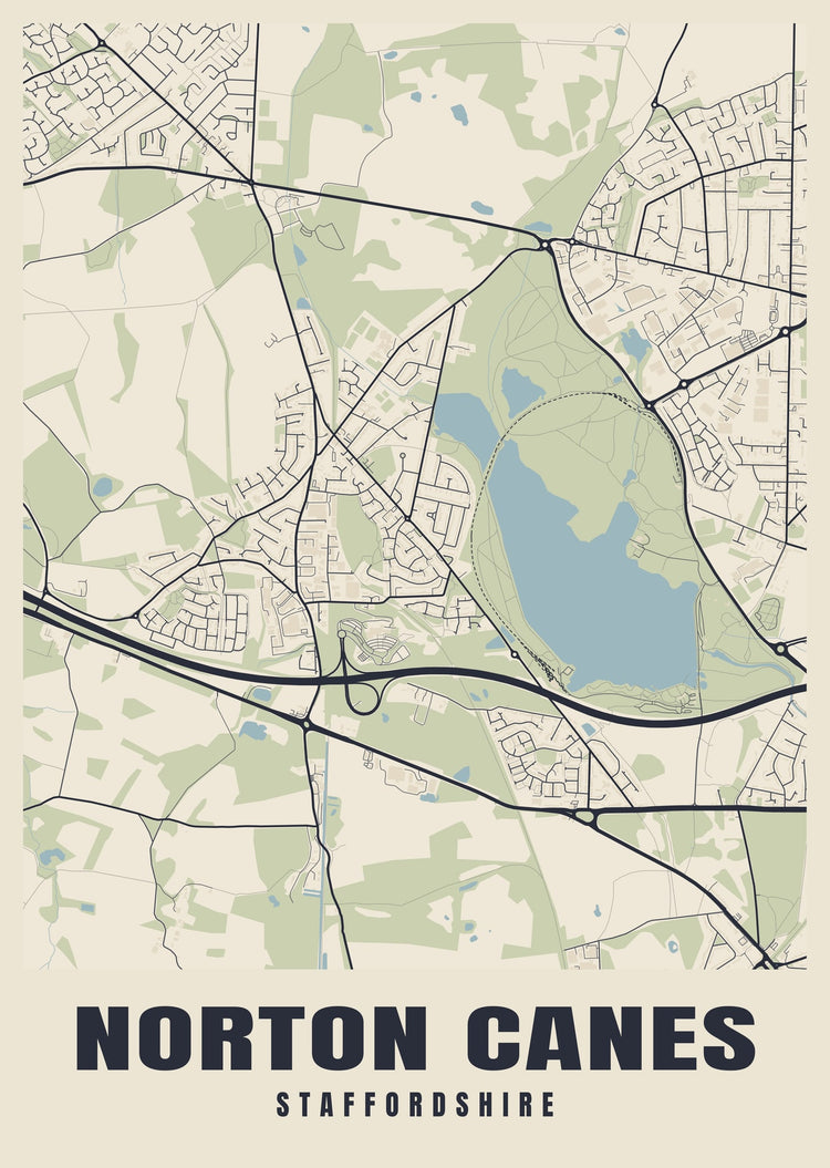 Norton Canes Street Map Poster