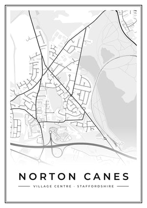 Norton Canes Village Centre Street Map Poster