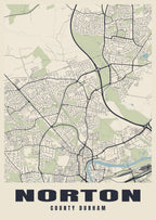 Street map poster of Norton, County Durham