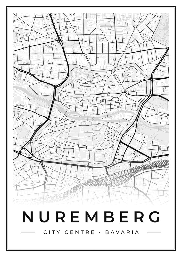 Nuremberg City Centre Street Map Poster