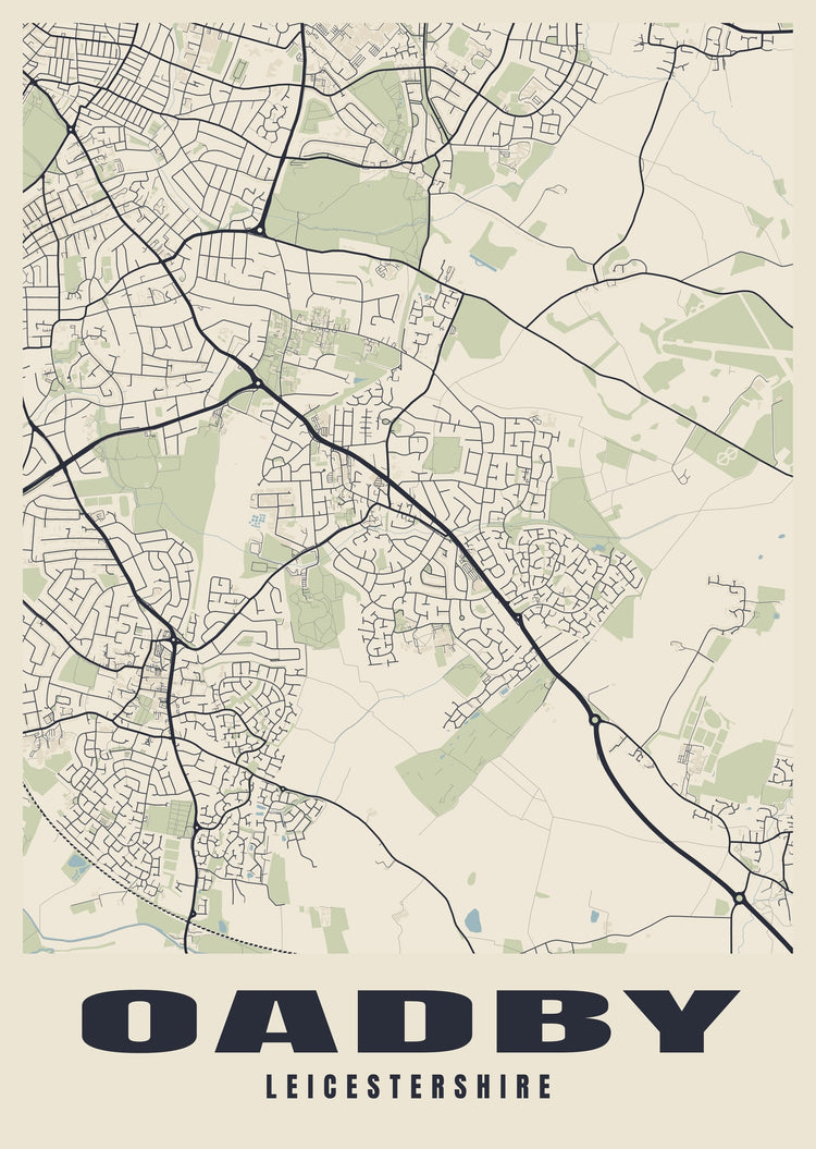Oadby Street Map Poster