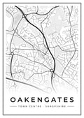 Street map poster of Oakengates town centre, Shropshire