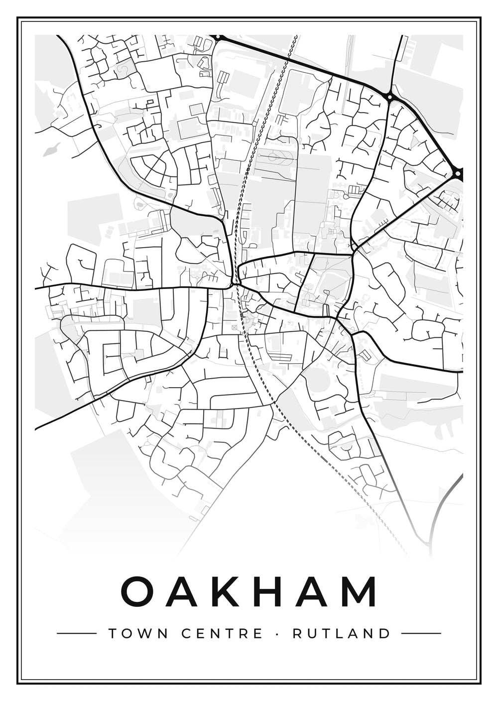 Oakham Town Centre Street Map Poster