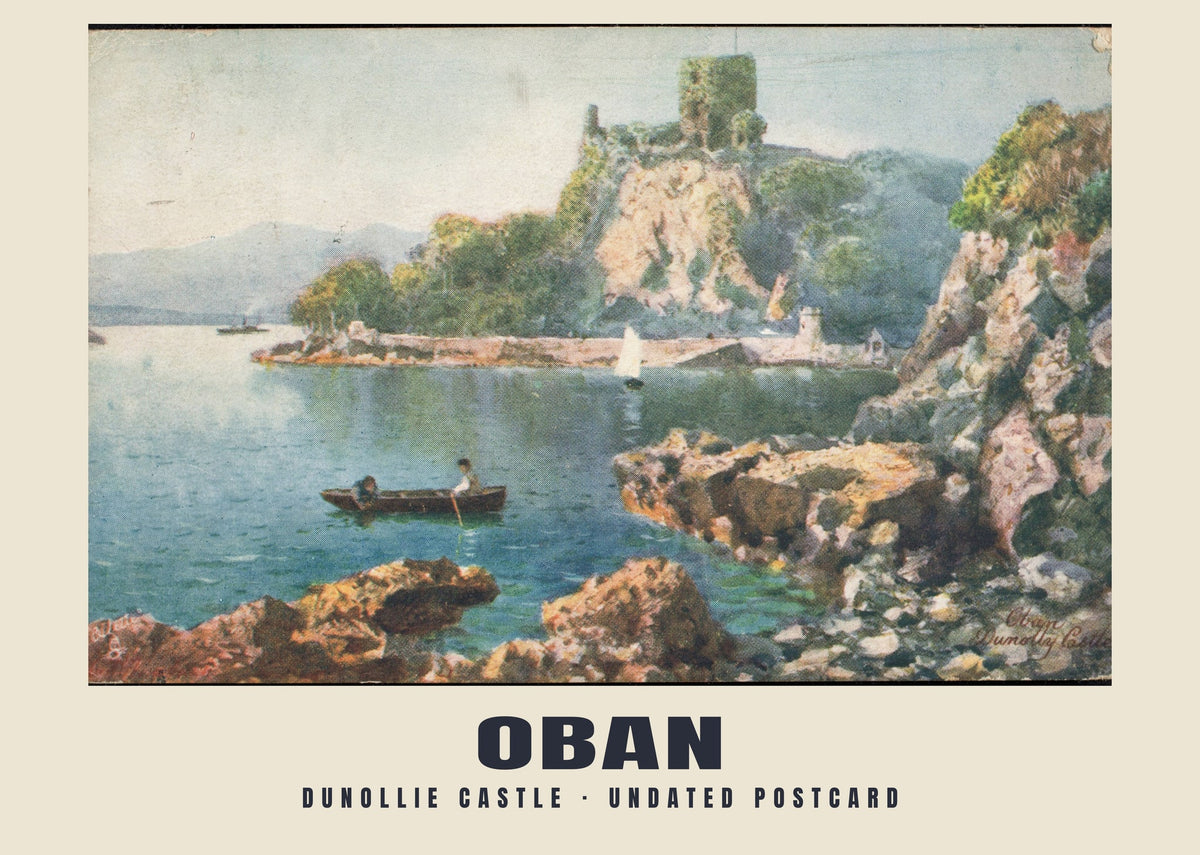 Dunollie Castle, Oban — Historic illustrated postcard print, 20th century
