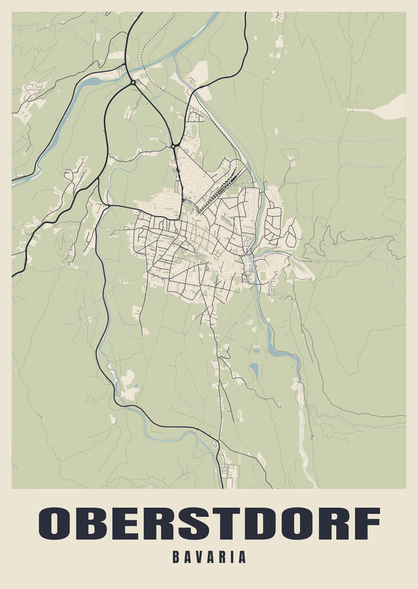 Oberstdorf Street Map Poster