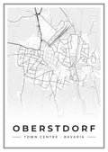 Street map poster of Oberstdorf town centre, Bavaria