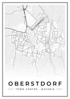 Street map poster of Oberstdorf town centre, Bavaria