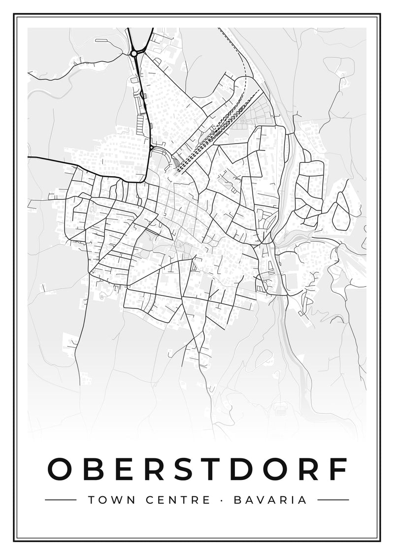Oberstdorf Town Centre Street Map Poster