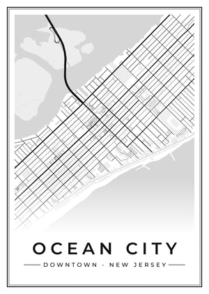 Ocean City Downtown Street Map Poster