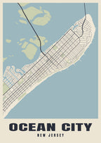 Street map poster of Ocean City, New Jersey