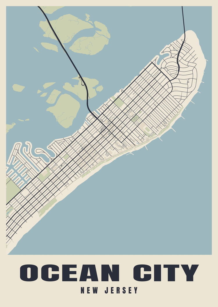 Ocean City Street Map Poster