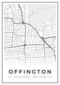 Street map poster of Offington village centre, West Sussex