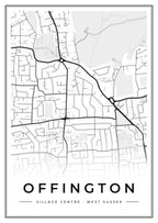 Street map poster of Offington village centre, West Sussex