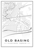 Street map poster of Old Basing village centre, Hampshire