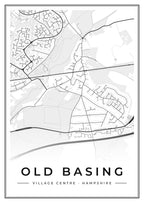 Street map poster of Old Basing village centre, Hampshire