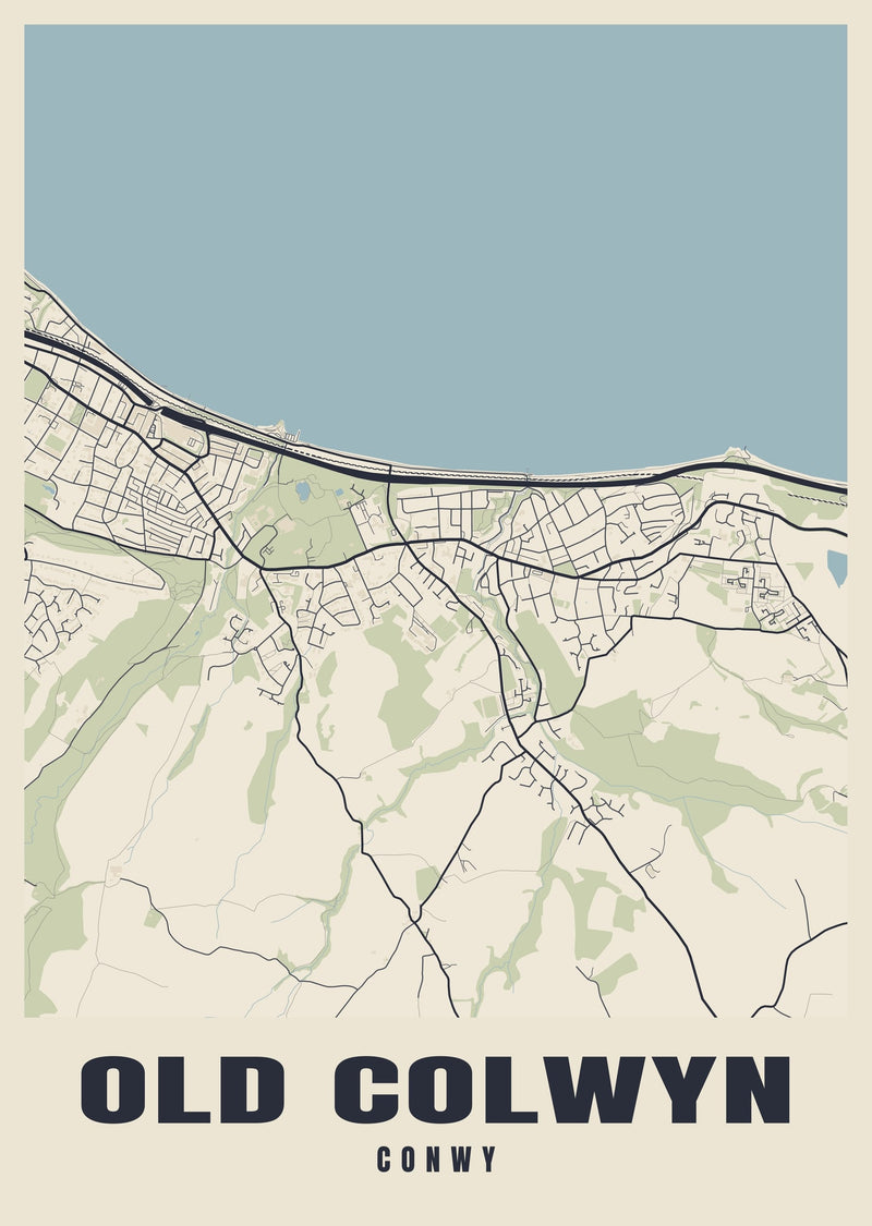 Old Colwyn Street Map Poster