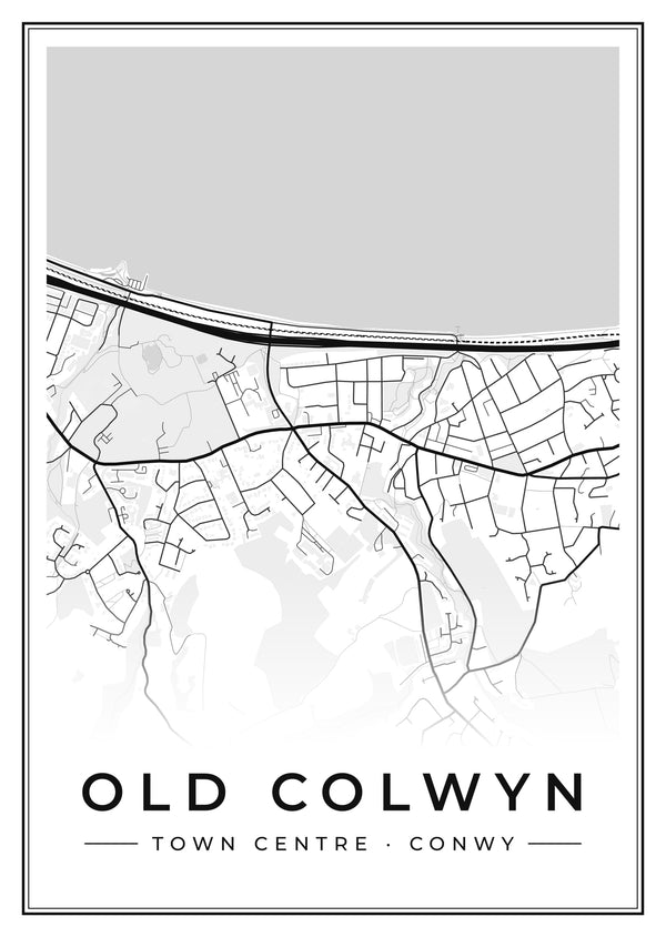 Old Colwyn Town Centre Street Map Poster