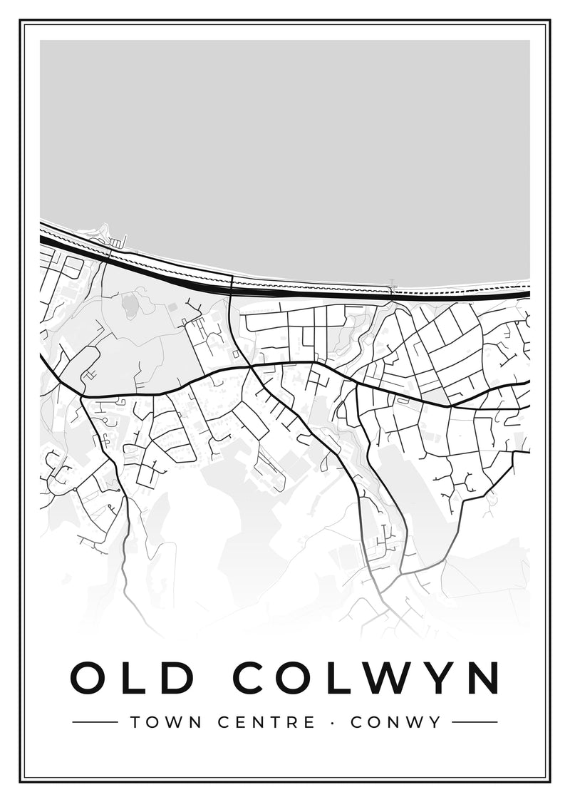 Old Colwyn Town Centre Street Map Poster