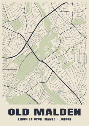 Old Malden Heritage Street Map Poster