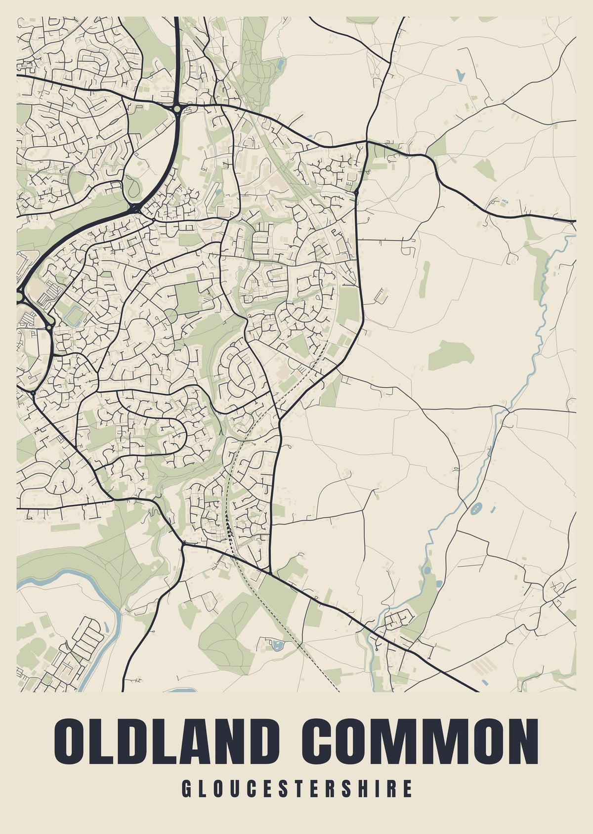 Street map poster of Oldland Common, Gloucestershire