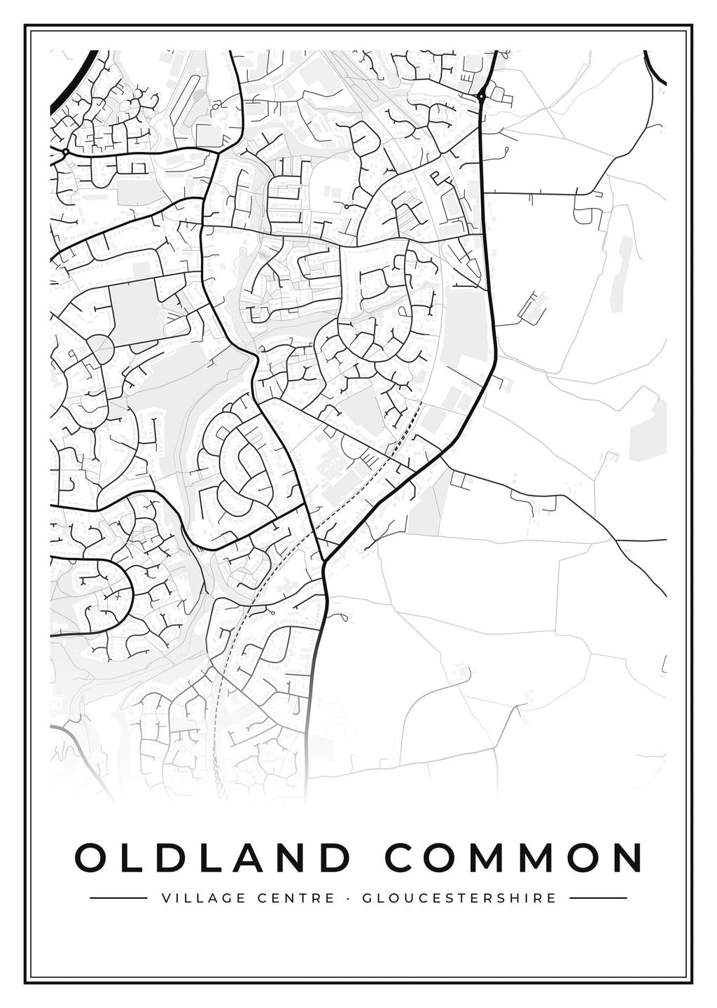 Street map poster of Oldland Common village centre, Gloucestershire