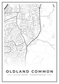 Street map poster of Oldland Common village centre, Gloucestershire