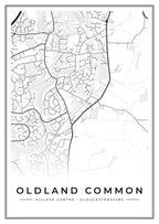 Street map poster of Oldland Common village centre, Gloucestershire