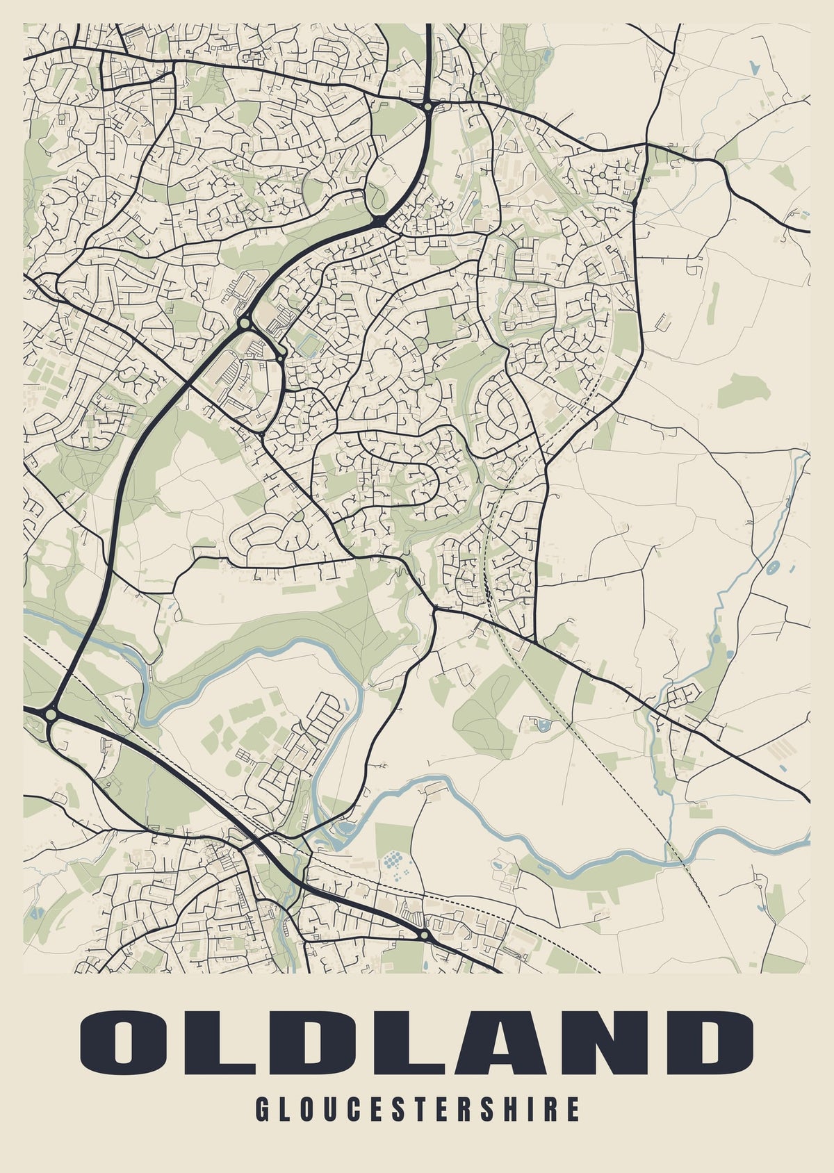 Street map poster of Oldland, Gloucestershire