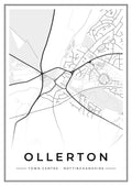 Street map poster of Ollerton town centre, Nottinghamshire