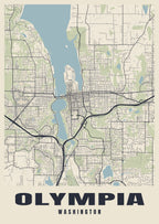 Street map poster of Olympia, Washington