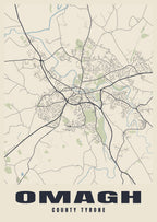 Street map poster of Omagh, County Tyrone