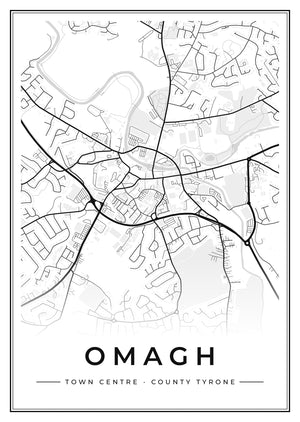 Omagh Town Centre Street Map Poster