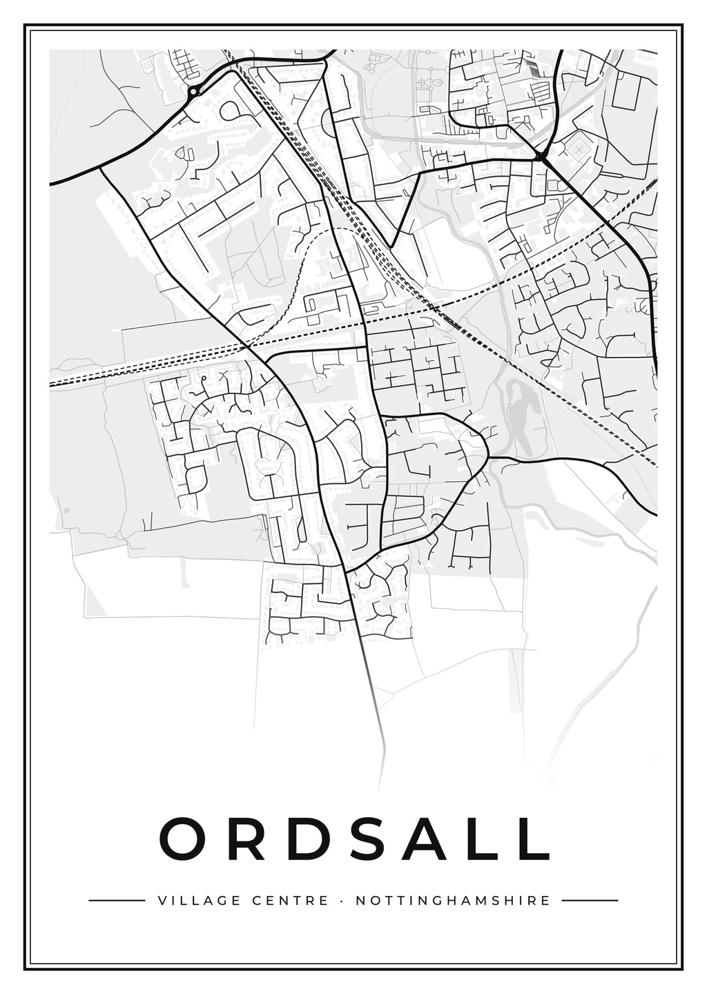 Street map poster of Ordsall village centre, Nottinghamshire