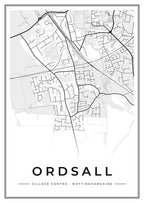 Street map poster of Ordsall village centre, Nottinghamshire