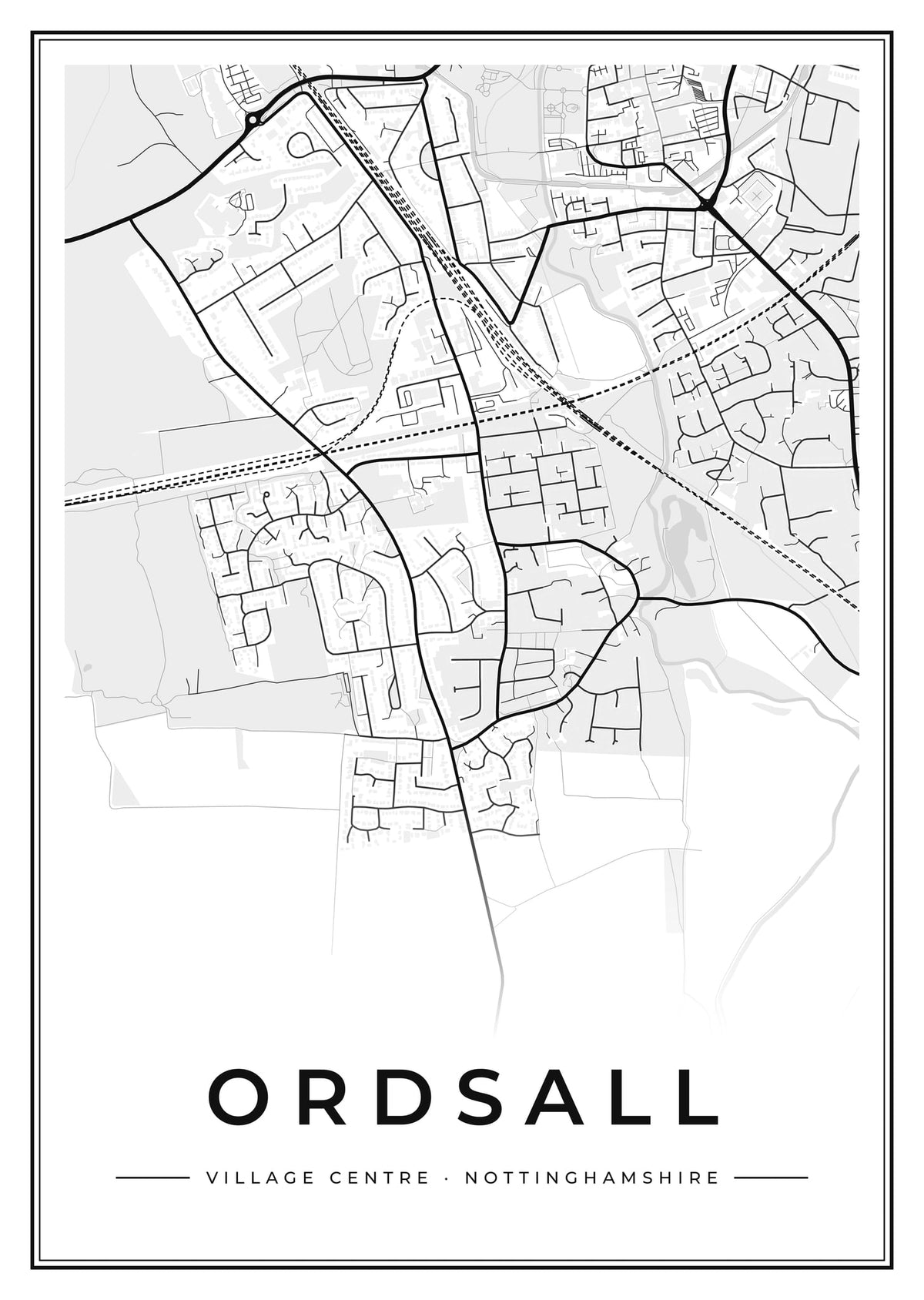 Street map poster of Ordsall village centre, Nottinghamshire