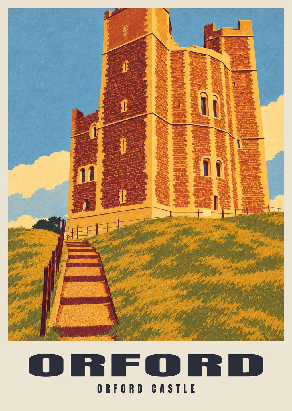 Orford Castle poster, Retro Railway style
