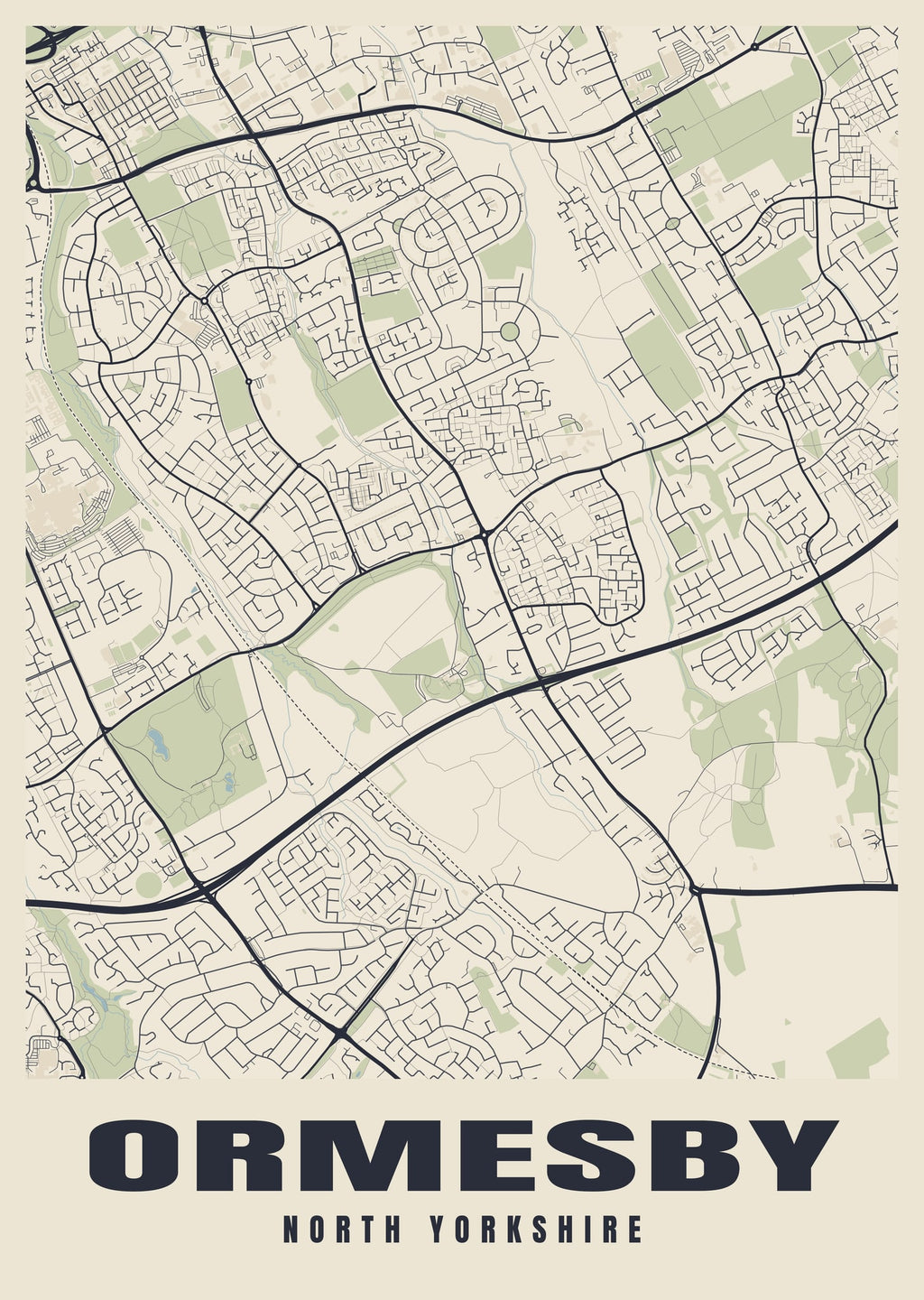 Street map poster of Ormesby, North Yorkshire