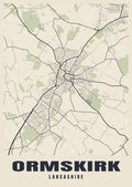Street map poster of Ormskirk, Lancashire