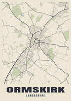 Street map poster of Ormskirk, Lancashire