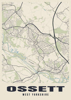 Street map poster of Ossett, West Yorkshire
