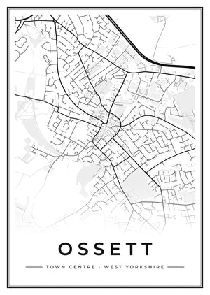 Ossett Town Centre Street Map Poster