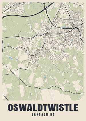 Oswaldtwistle Street Map Poster