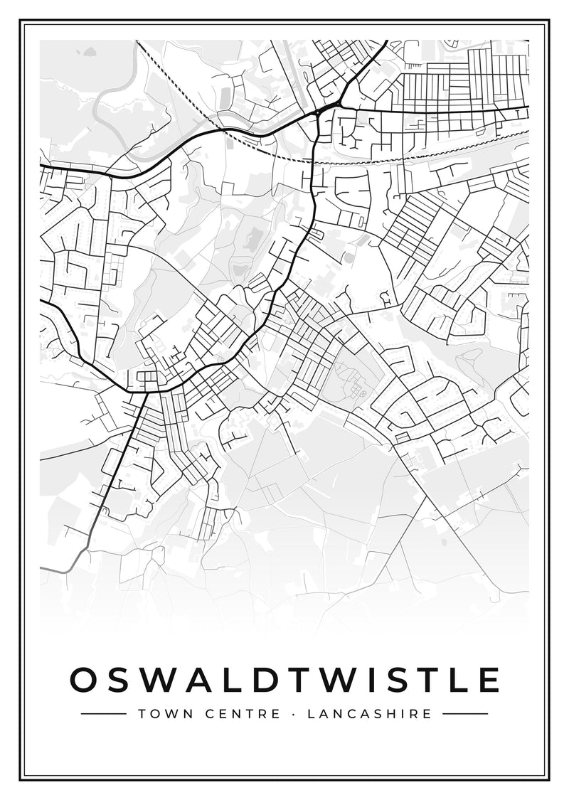 Oswaldtwistle Town Centre Street Map Poster