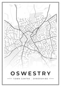 Street map poster of Oswestry town centre, Shropshire