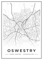 Street map poster of Oswestry town centre, Shropshire