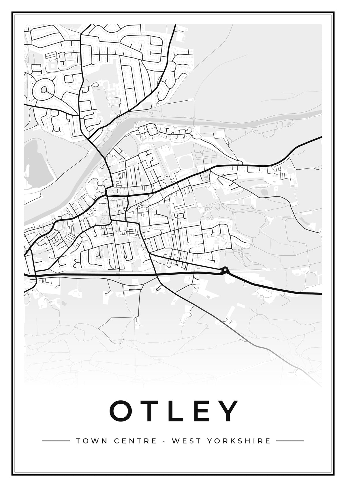 Street map poster of Otley town centre, West Yorkshire