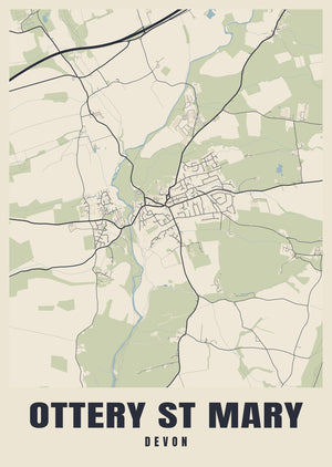 Ottery St Mary Street Map Poster