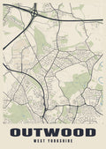 Street map poster of Outwood, West Yorkshire