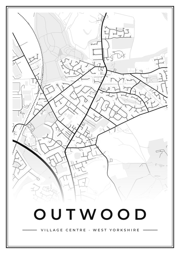 Outwood Village Centre Street Map Poster