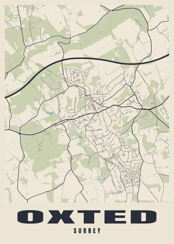 Oxted Street Map Poster